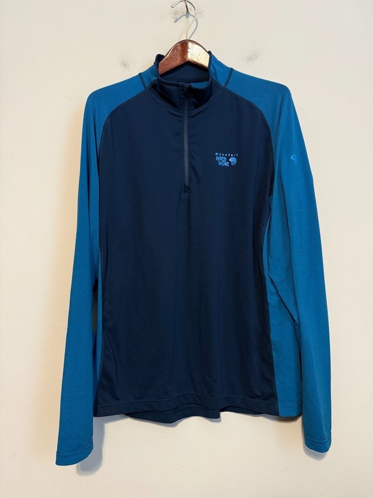 ☀️ Mountain Hardware 1/4 Zip Pullover Shirt Mens Large Wick.Q Blue Lightweight