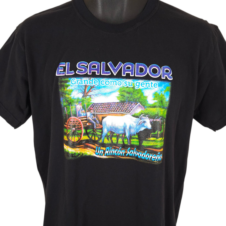 El Salvador T Shirt Mens Size Medium Black Grande Como Su Gente Destination Tee