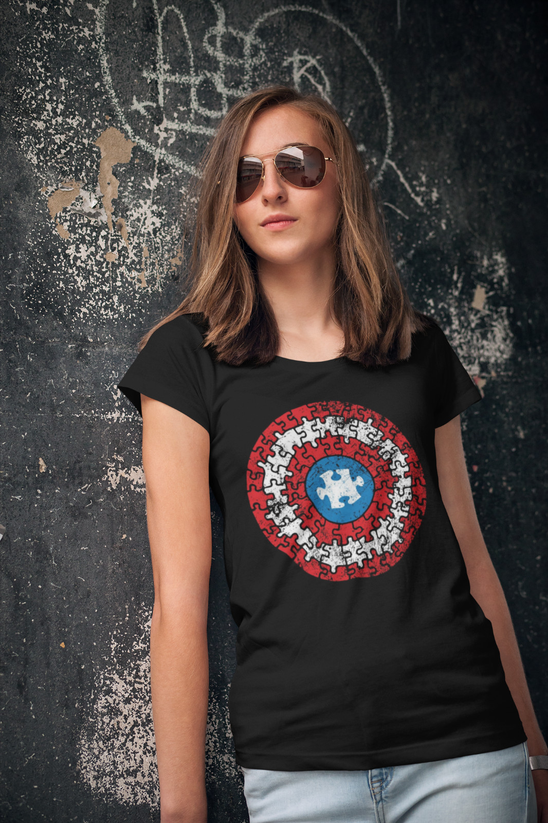 Captain America Autism Awareness T-Shirt Cotton Unisex Adult Puzzle Marvel New gallery