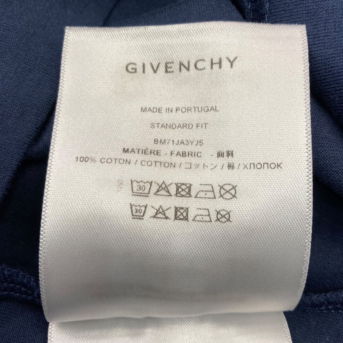 GIVENCHY STANDARD T-shirt Crew neck cut sew BM71JA3YJ5 Navy Size: gallery