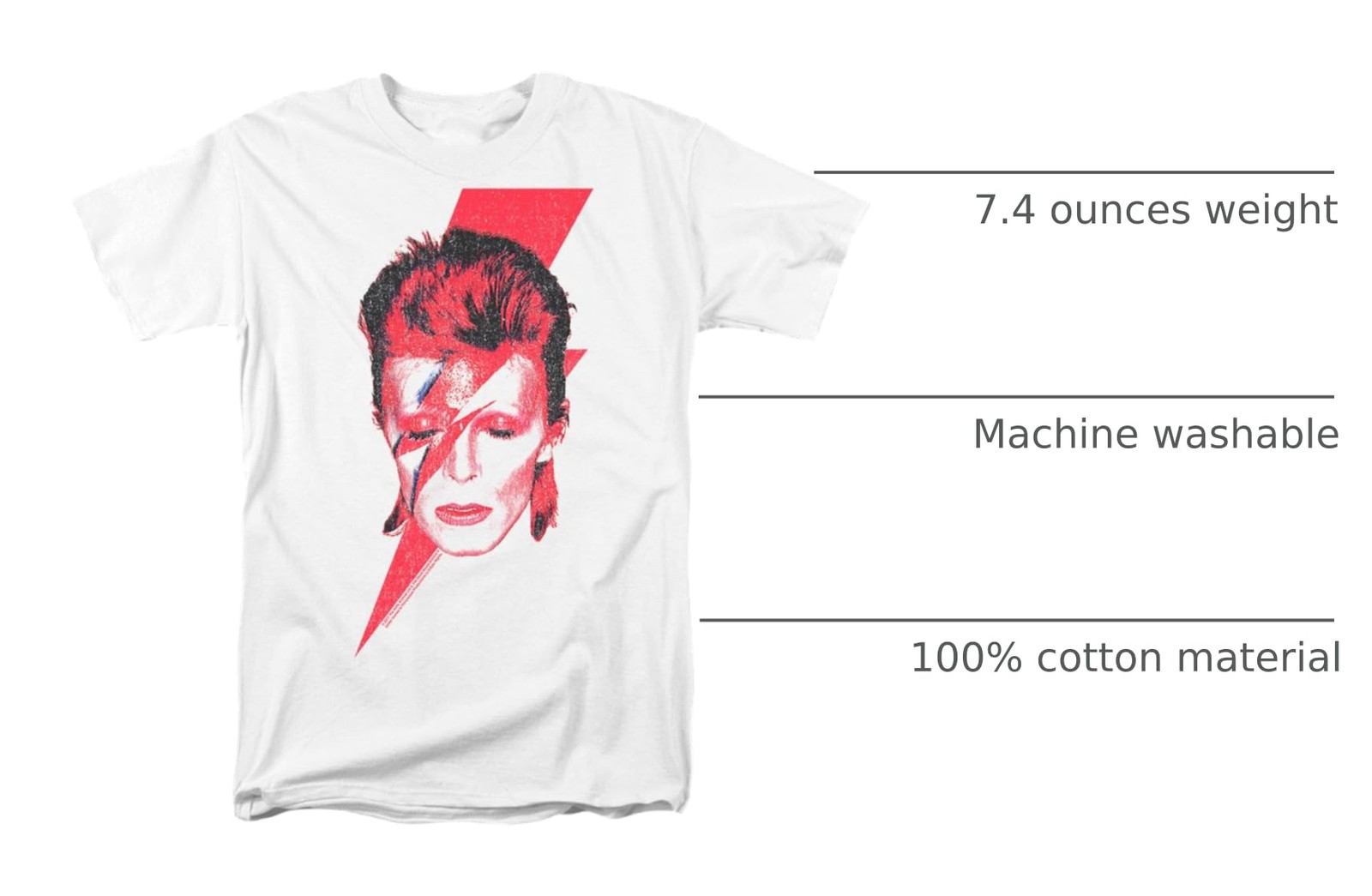 Popfunk David Bowie Aladdin Sane Album Art T-shirt (X-Large) White gallery