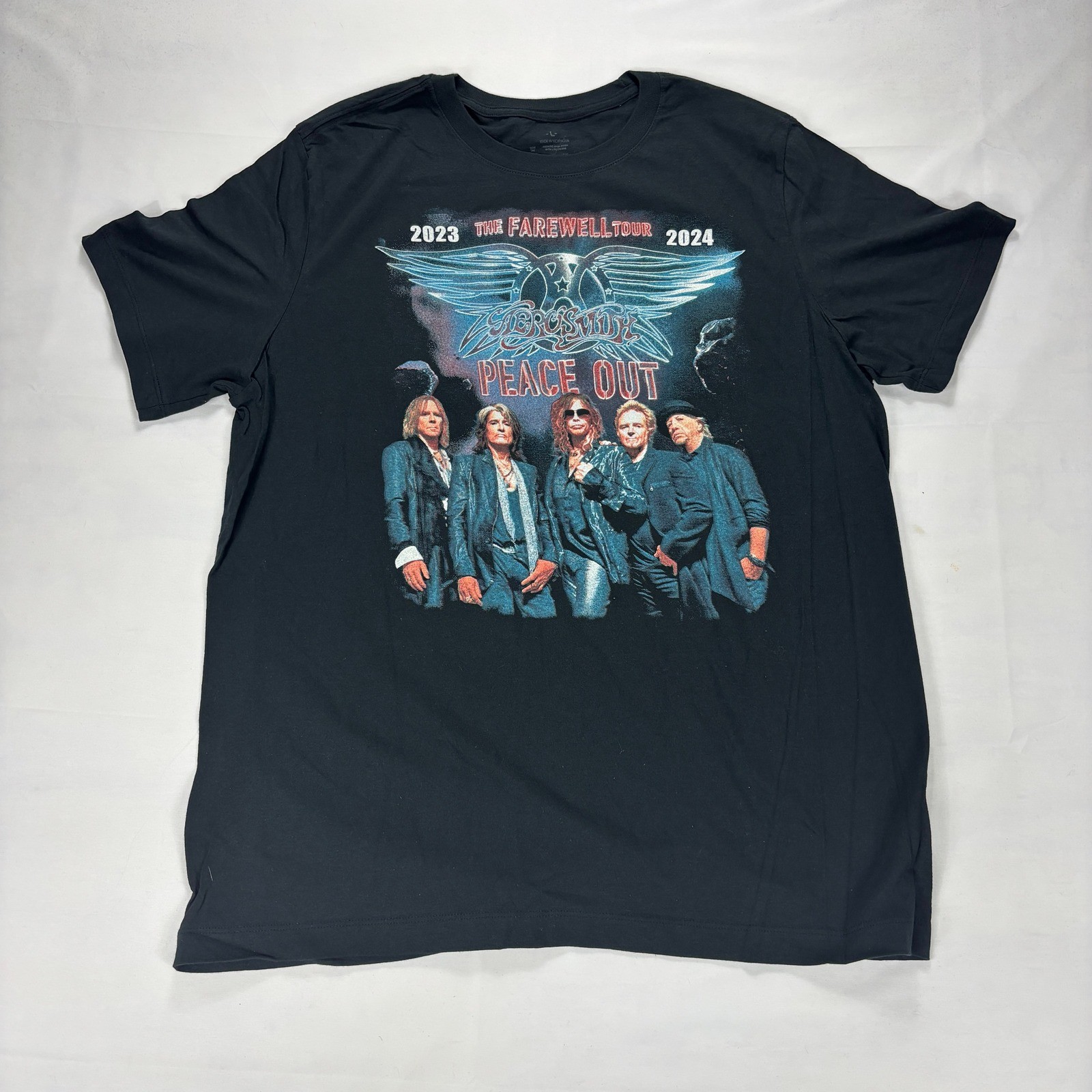 Aerosmith Peace Out Farewell Tour T-Shirt 2023 2024 Concert Black Large Tee