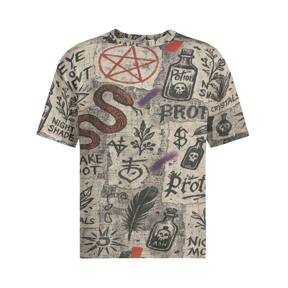 Black Magic Spell Mystical Oversized 100% Cotton Tee Shirt T-Shirt Occult Hex