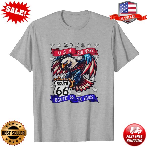 USA 250 Route 66 100 Years Eagle Anniversary Celebration T-Shirt S-5XL FREESHIP gallery