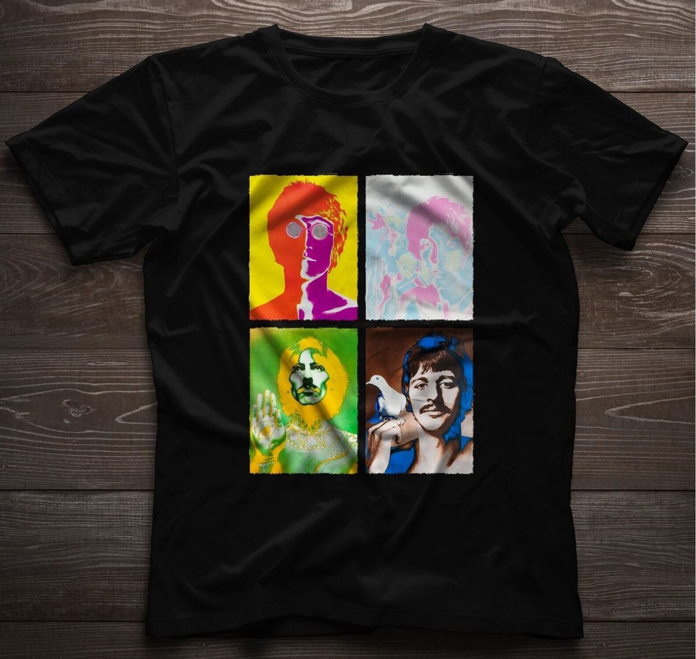 The Beatles Psychedelic Portraits T-Shirt John Lennon George Harrison Ringo Paul