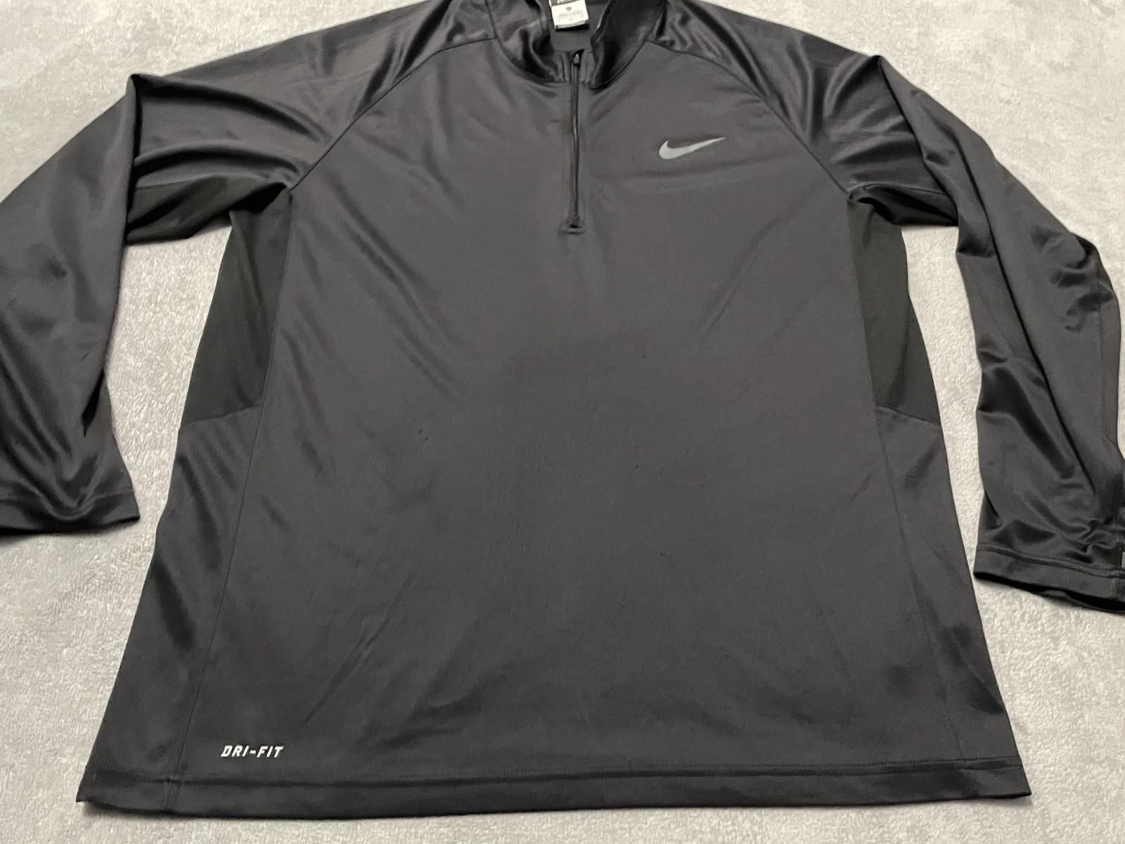 Nike 1/4 Zip Pullover Men XL Black Athletic Running Dri Fit Polyester Swoosh Tee gallery