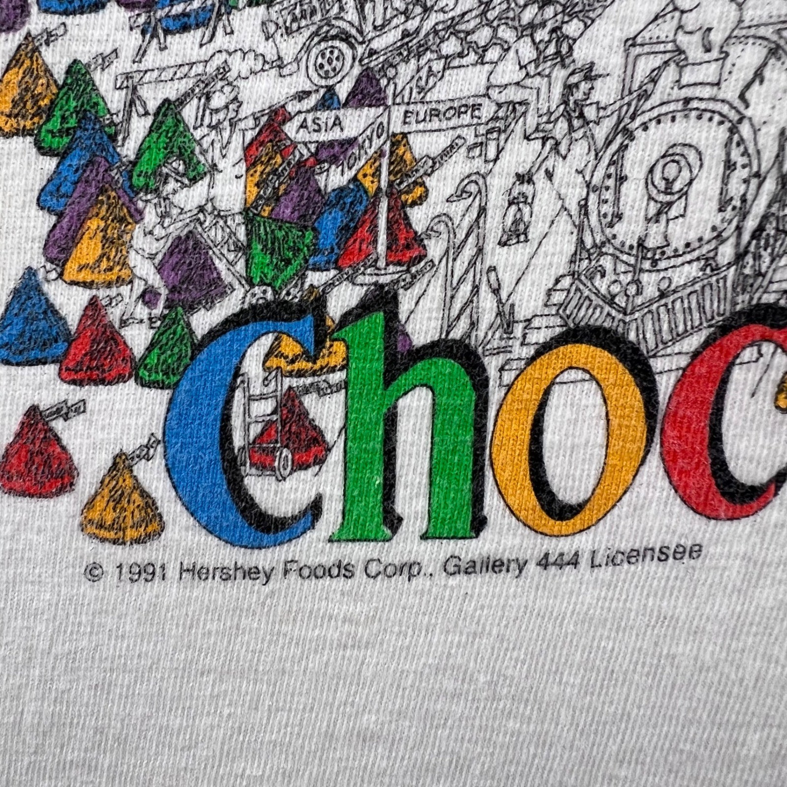 Vintage 1991 Hersheys Chocolate Factory Graphic Print T-Shirt XL gallery