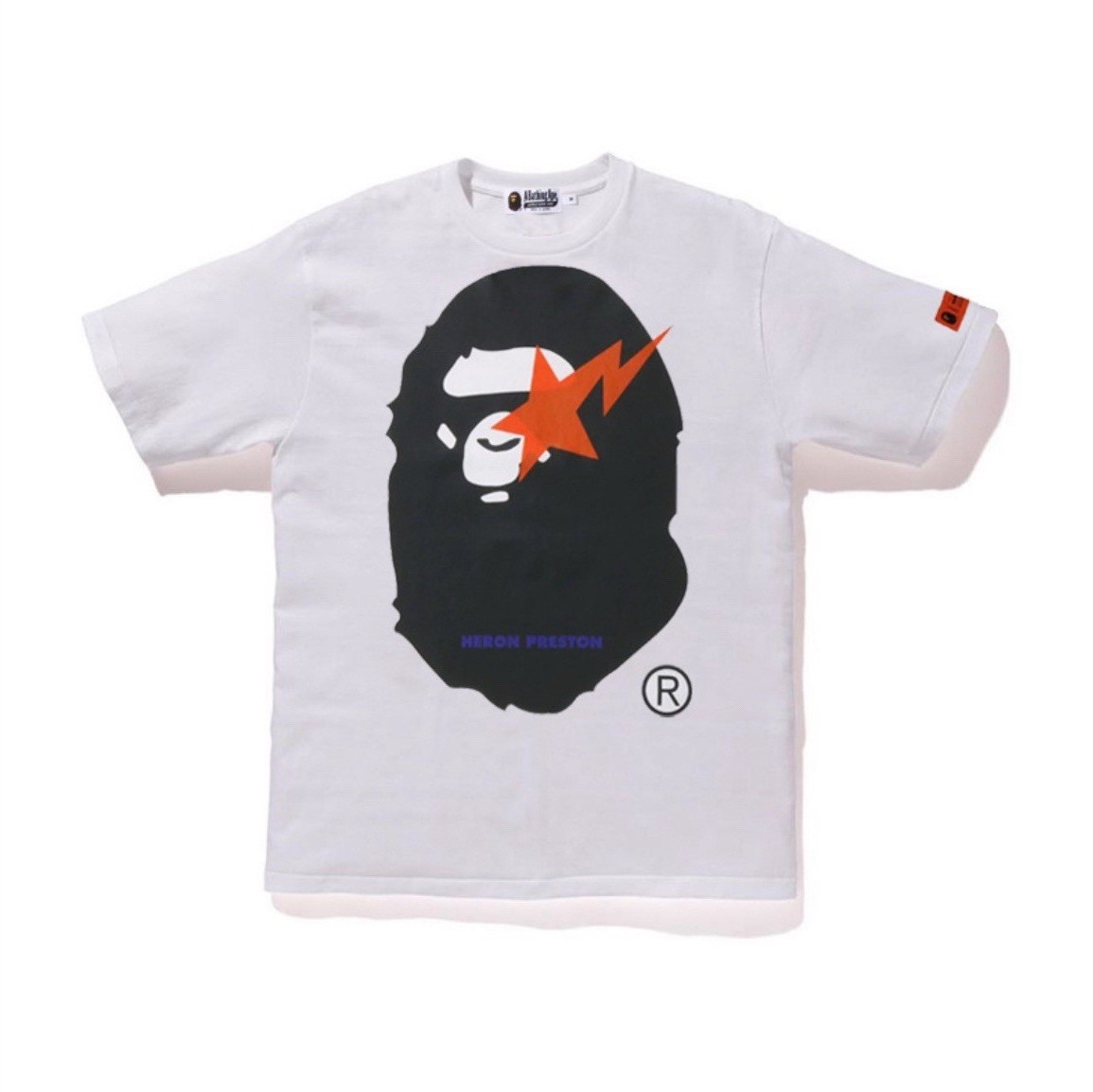 A Bathing Ape BAPE x Heron Preston White Logo Graphic Print T-Shirt Size L