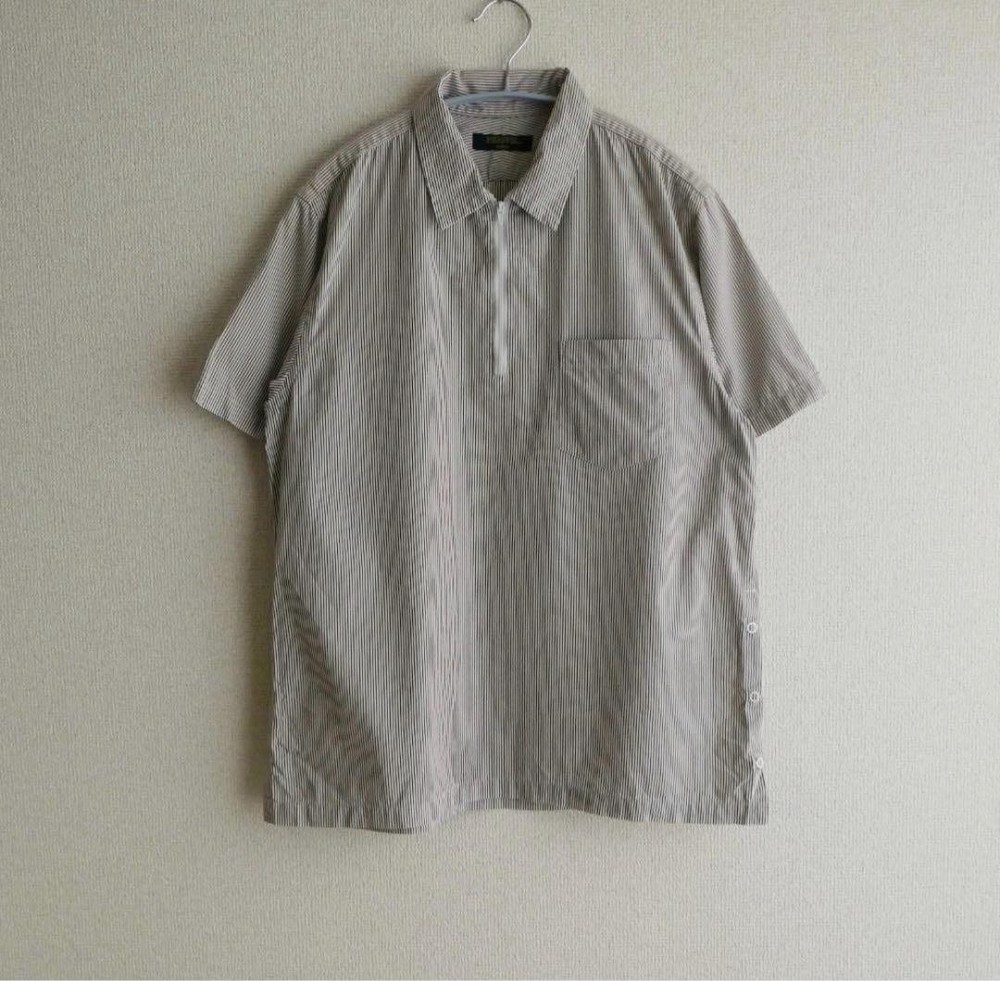 PHIGVEL Stripe Half-Zip Shirt Brown Sample M Size