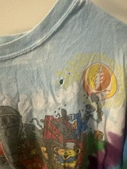 Vintage Grateful Dead Casey Jones Train Liquid Blue Tie Dye Mens T-shirt XL