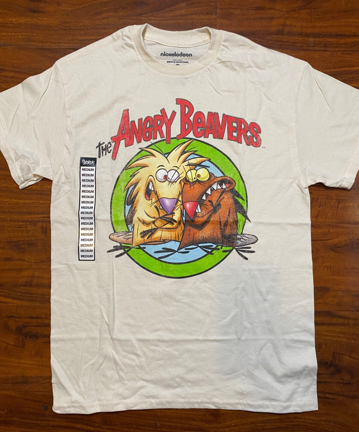 NWT-Nickelodeon THE ANGRY BEAVERS Ripple Junction Beige Graphic Tee