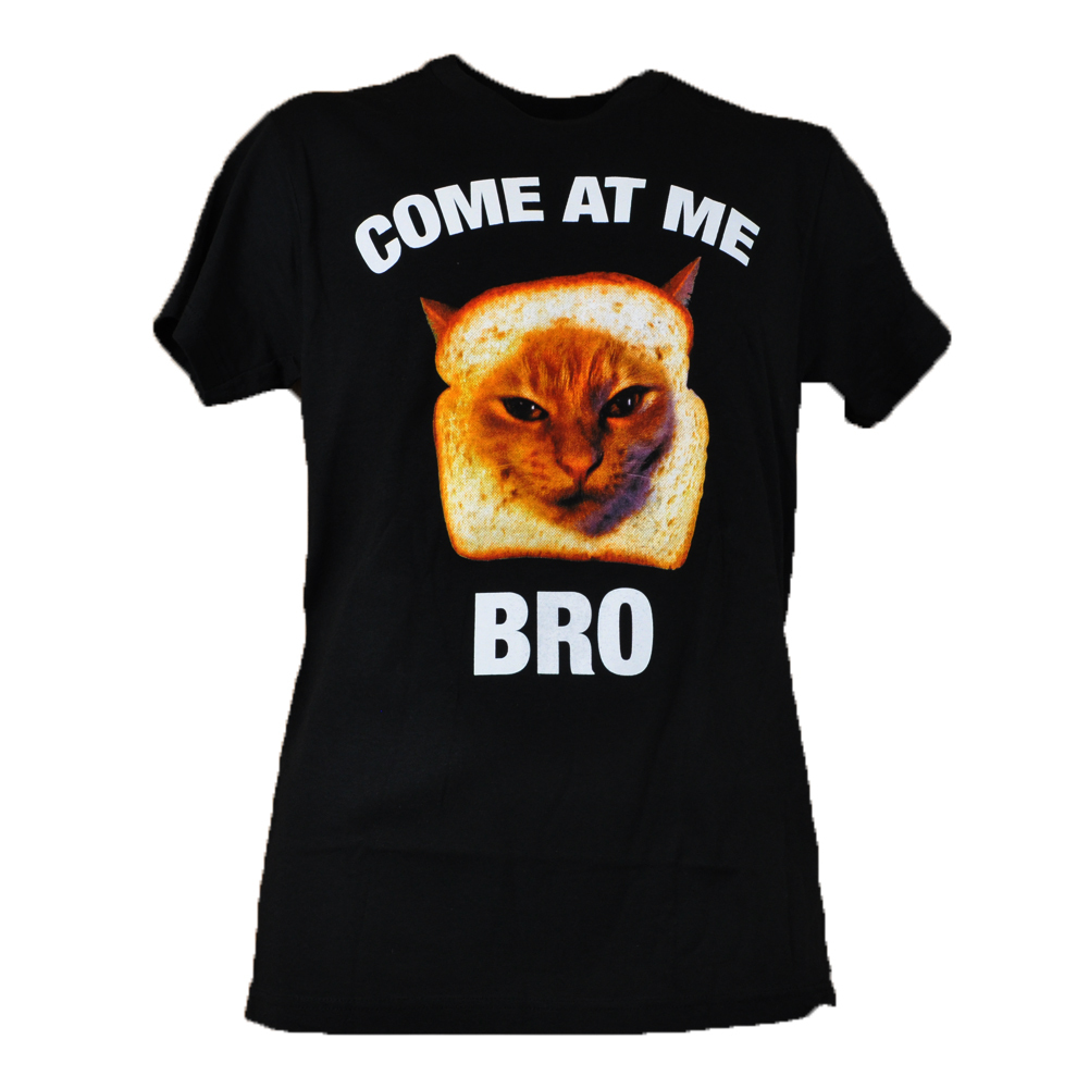 Come At Me Bro Authentic Spencer Graphic Tee Cat Face Man Adult Fun TShirt Black