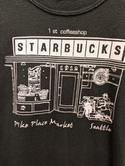 1st Coffeeshop Starbucks Pike Place Market Seattle T-Shirt Adult XL Green