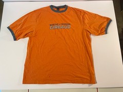 Vintage Marithe Francois Girbaud T Shirt Spellout EMBROIDERED ORANGE XL