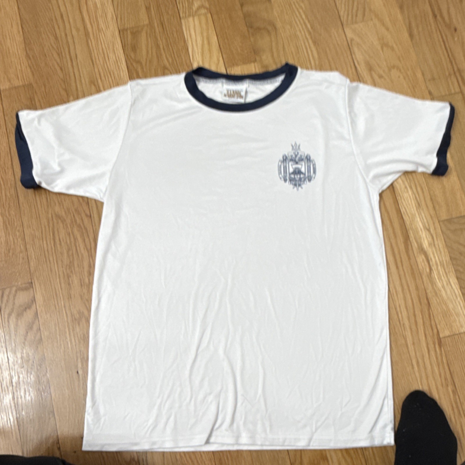 U.S. Naval Academy White Ringer T-shirt Navy Crest Militaria Made in USA size xs gallery