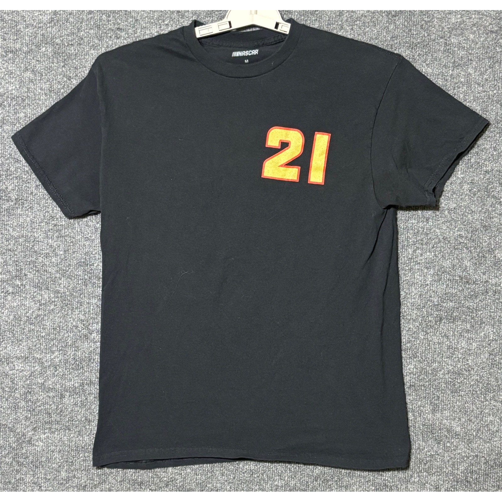 NASCAR Men M T-Shirt Black Harrison Burton #21 USA Flag Graphic