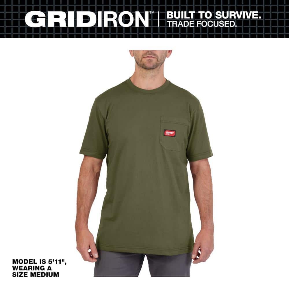 Milwaukee Men’s X-Large Green GRIDIRON Cotton/Polyester Pocket T-Shirt