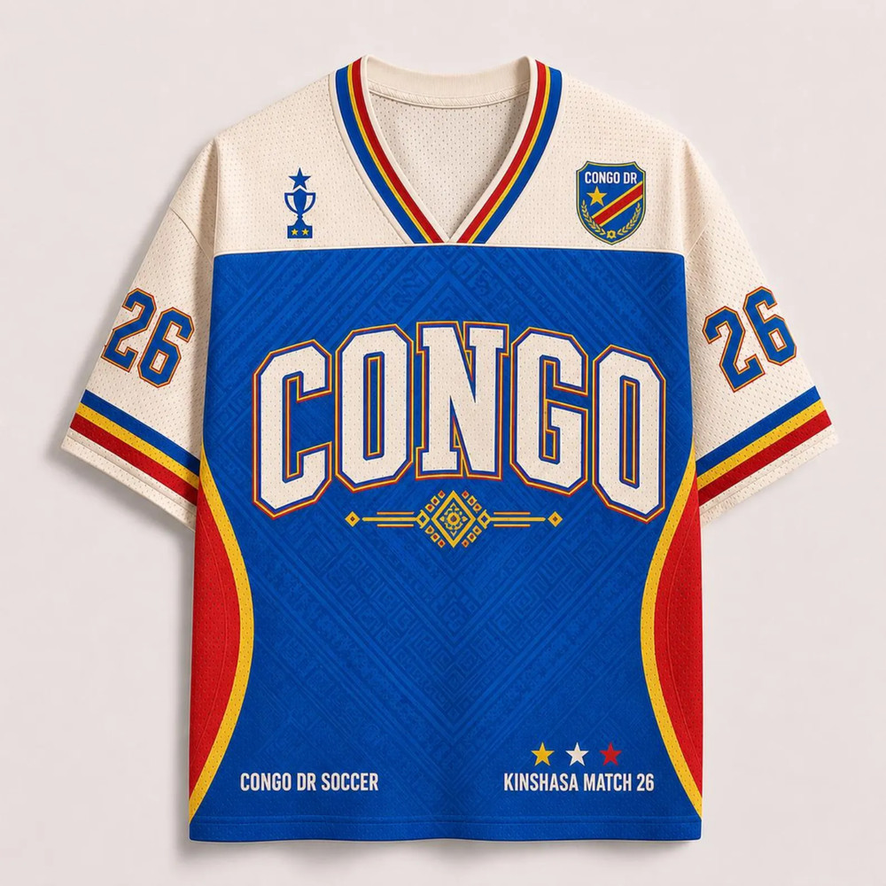 DR Congo Football Jersey, Personalized Soccer Fan Shirt, Custom Number Top