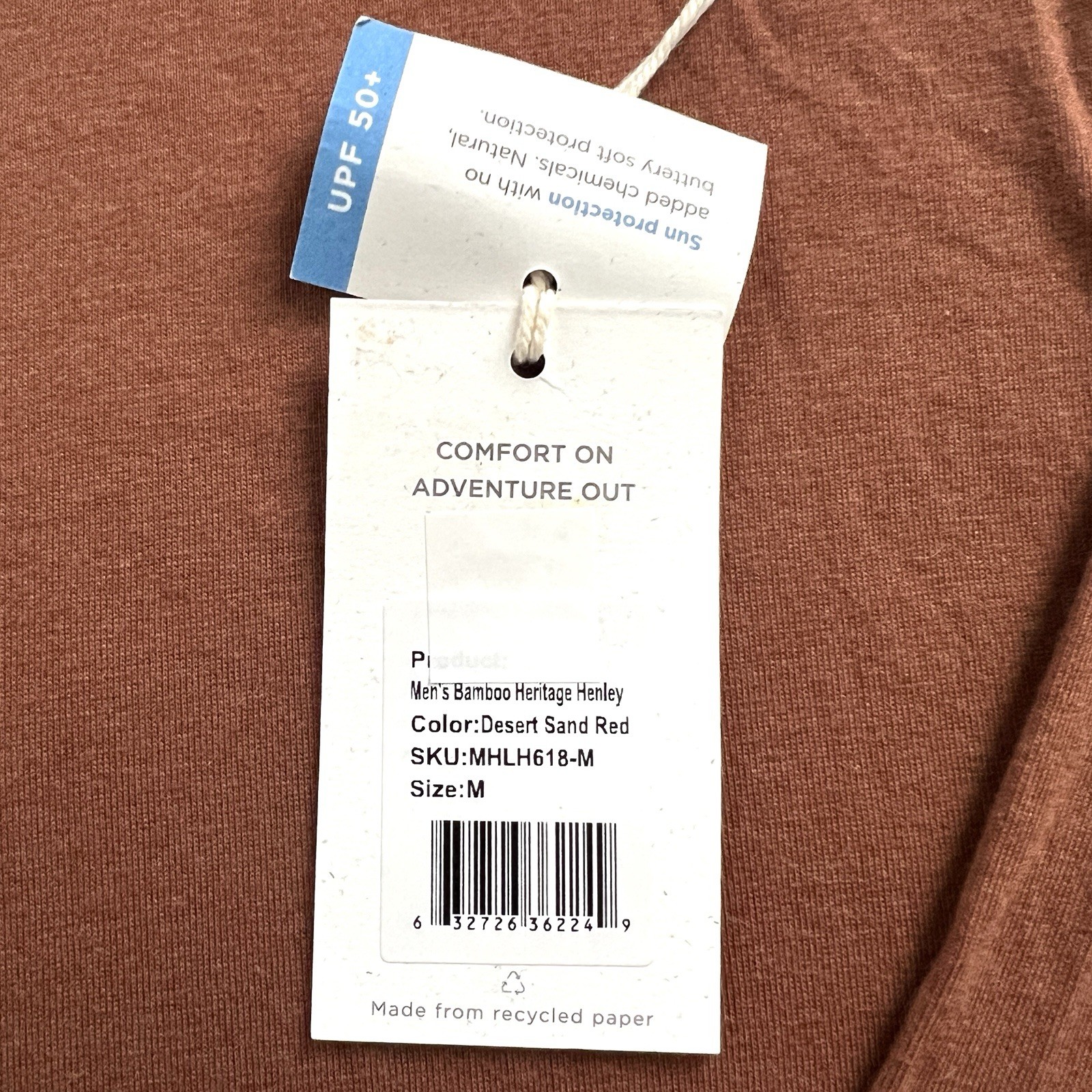 NWT Free Fly Men Desert Sand Red Bamboo Heritage Henley Long Sleeve Shirt Top M gallery