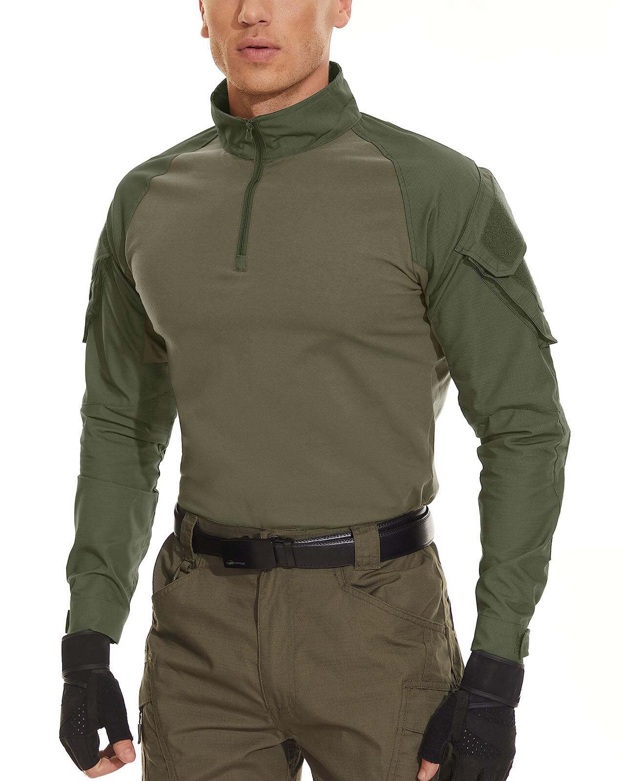 Men's Hiking T-Shirts Tactical 1/4 Zip Casual Shirts Long Sleeve Field Work Tops gallery