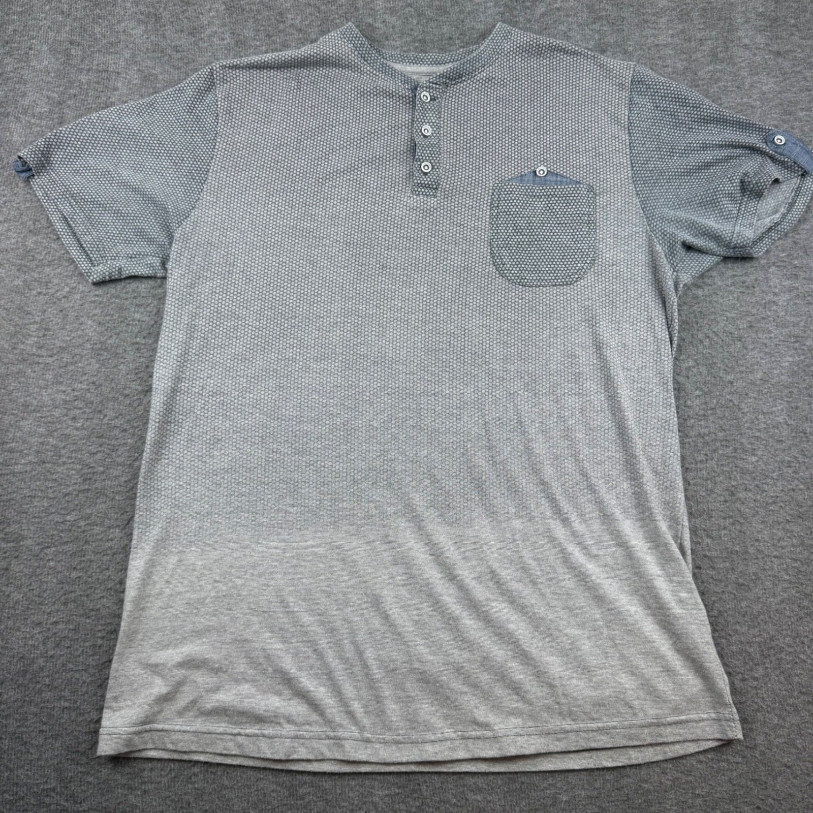 Knit Heritage Henley Shirt Men's Large Grey Textured Short Sleeve Pocket Tee gallery