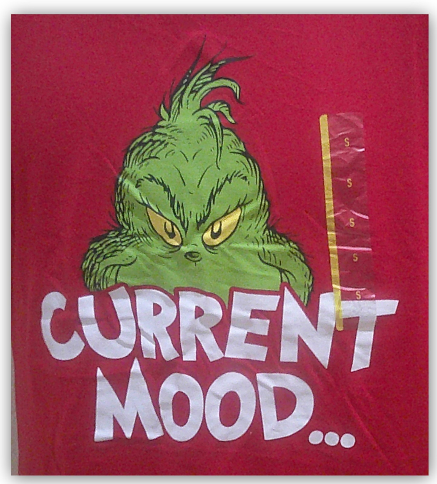 The Grinch "Current Mood" XMAS t shirt Red Small or Medium Jersey short sleeve gallery
