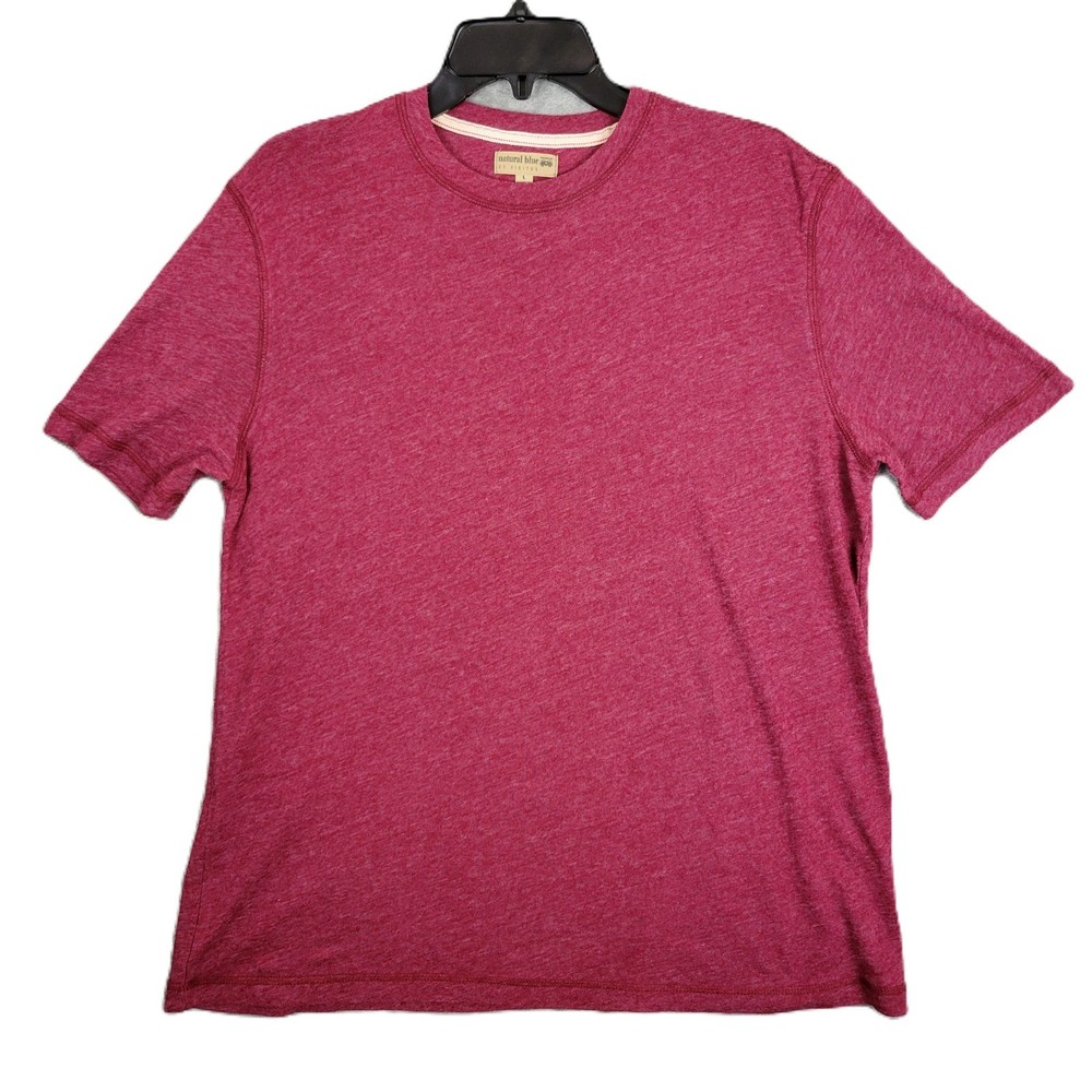 Natural Blue By Visitor Linen Blend T-Shirt Mens LG Red Lightweight Casual Soft