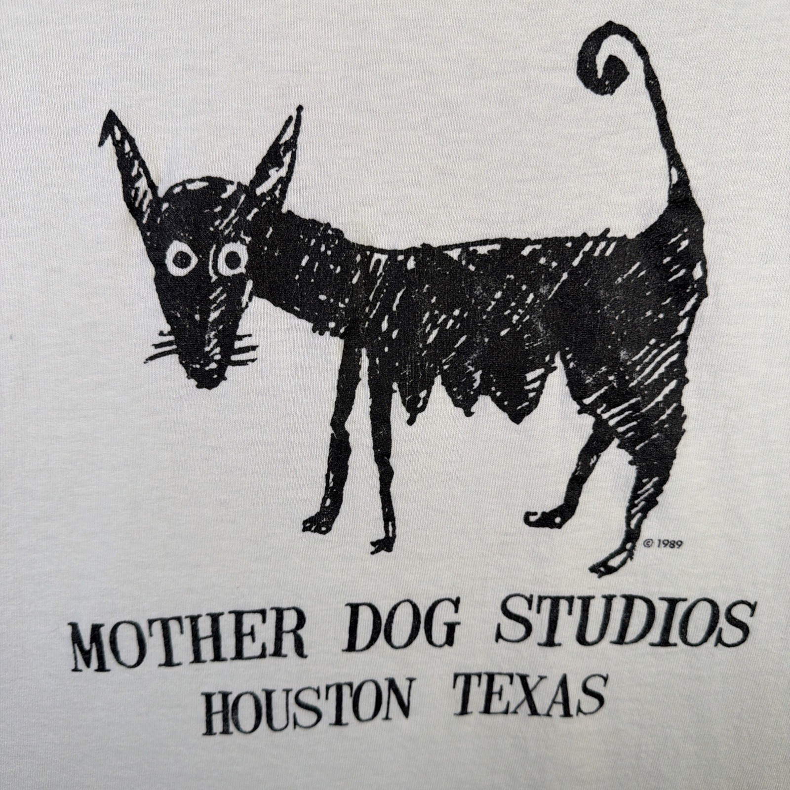 Vintage Mother Dog Studios Shirt Mens Large White 80s Art Abstract Poem Drawing gallery