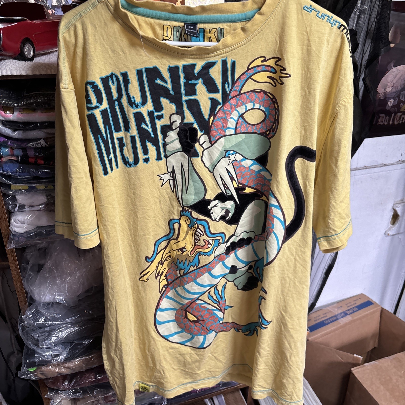 VINTAGE DRUNKNMUNKY MONKEY VS DRAGON T-SHIRT SIZE 2XL