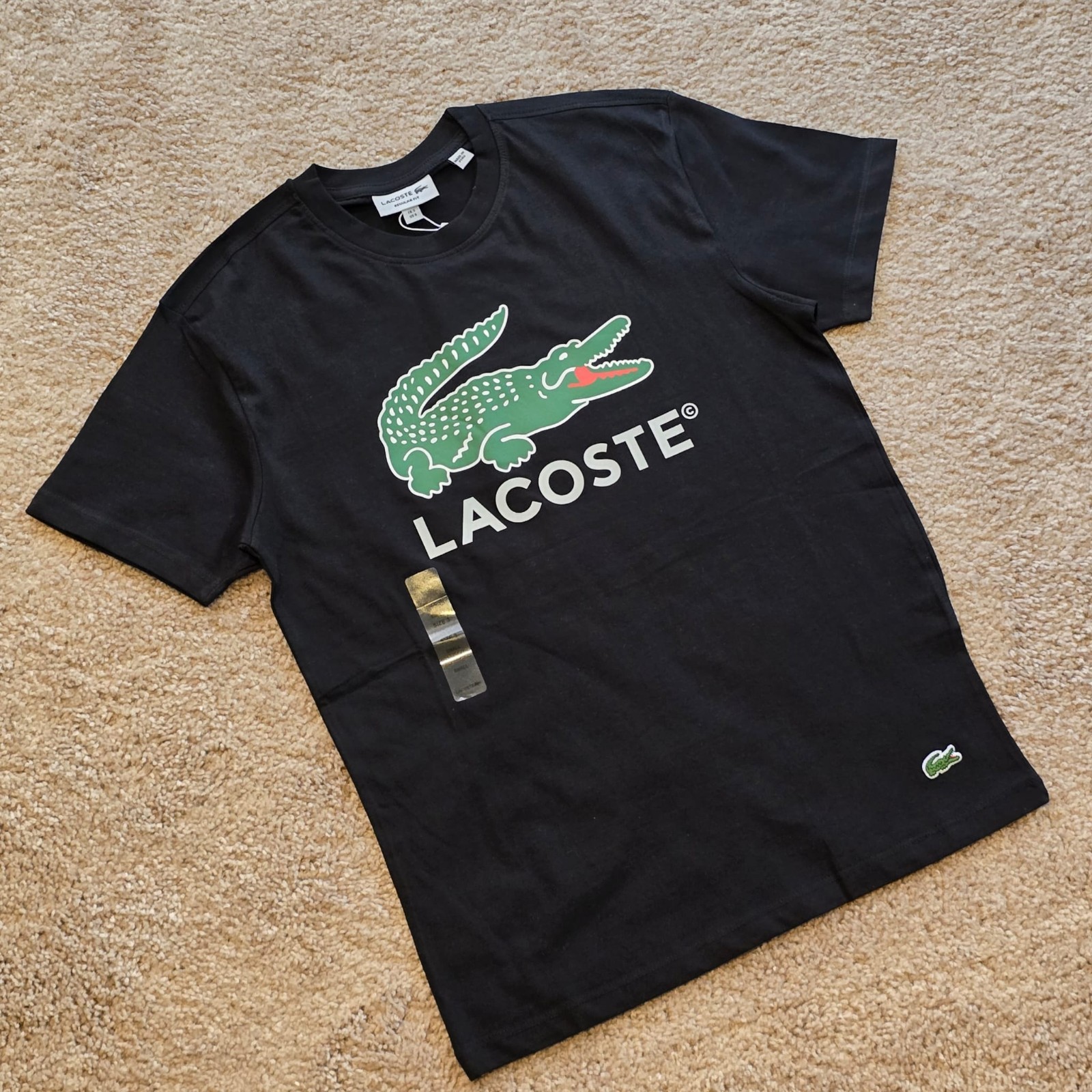 Lacoste Men's Signature Print Cotton Jersey T-Shirt Black TH1285-51-031 gallery