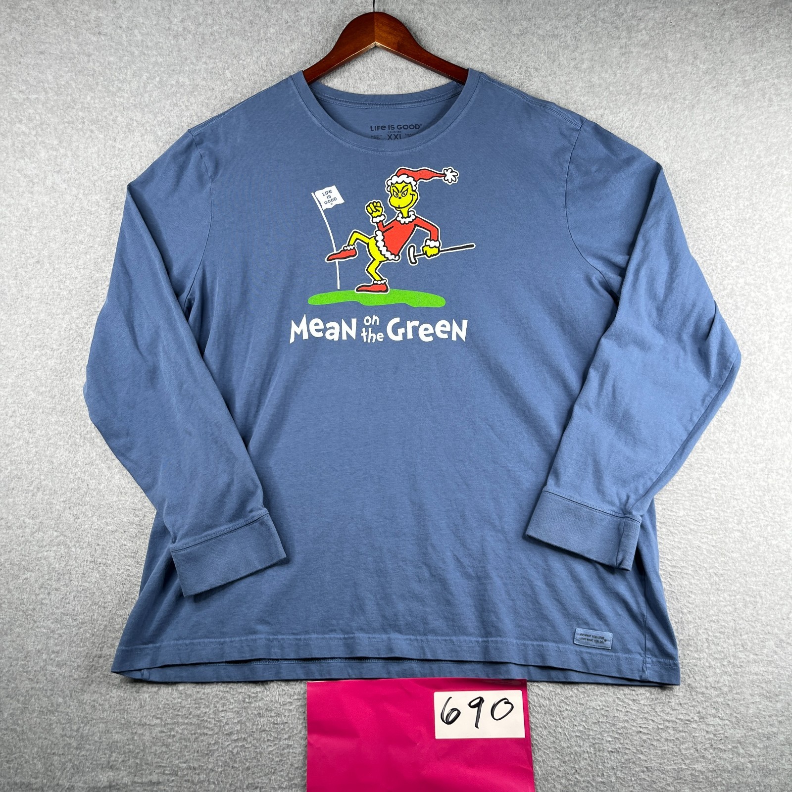 Life Is Good Crusher Long Sleeve Shirt Christmas Grinch Golf mean On The Green