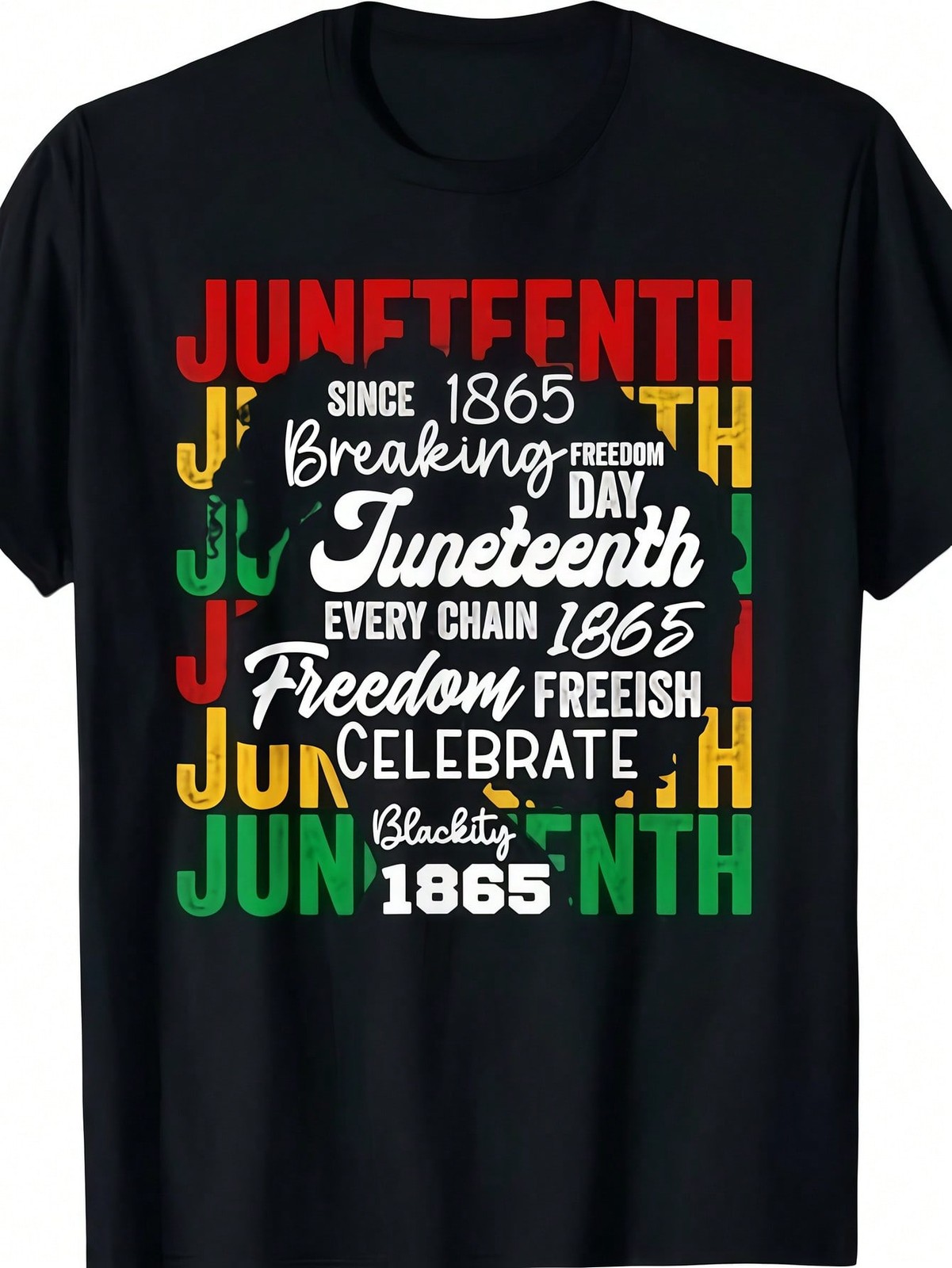 Juneteenth Mens Clothes Freedom Day Print Black TShirt,Casual Crew Neck Tshirt gallery