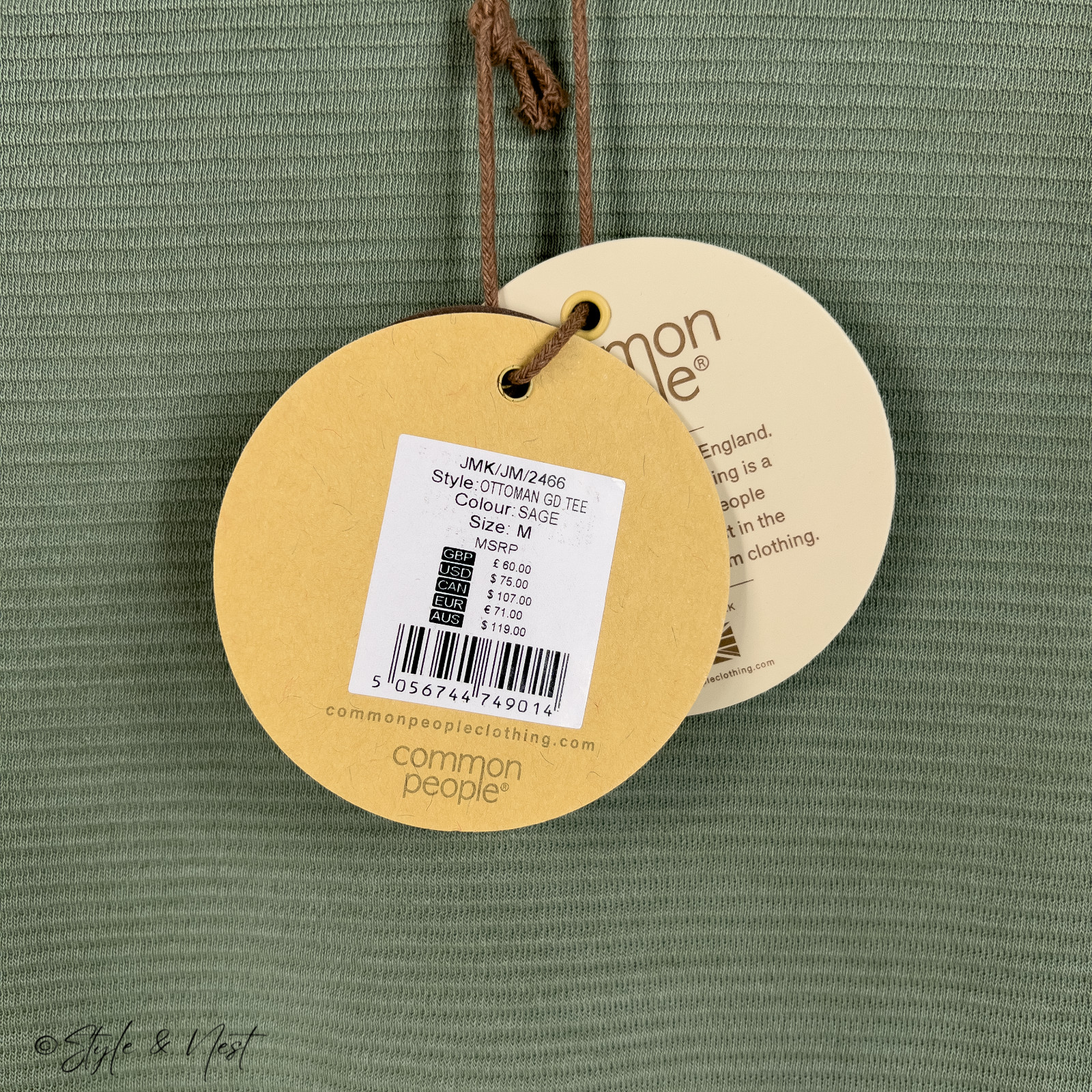 Common People Waffle Knit Tee Medium Sage Green Cozy Ribbed gallery