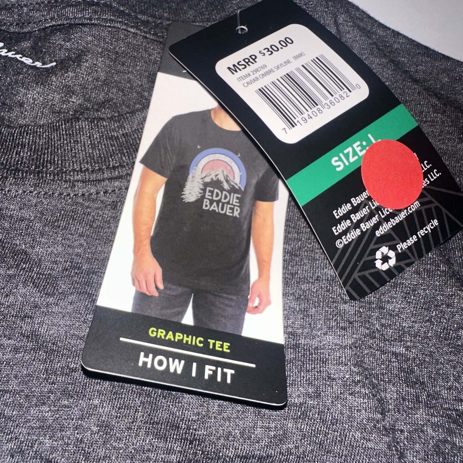 NWT EDDIE BAUER Mens L Tshirt Gray Graphic Mountain Outdoor Birds Classic Fit gallery