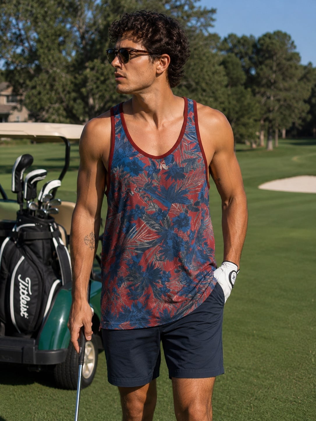 Armani Exchange Men's XS Slim Fit Tropical Floral Print Tank Top gallery