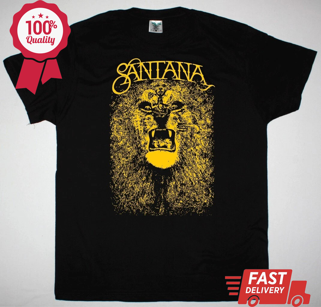 Vtg SANTANAAAA Band LION Heavy Cotton Black T Shirt For Men AH1384 gallery