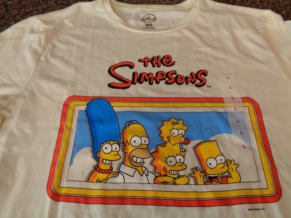 The Simpsons Clouds T-Shirt Large SS Off White Tee NWOT