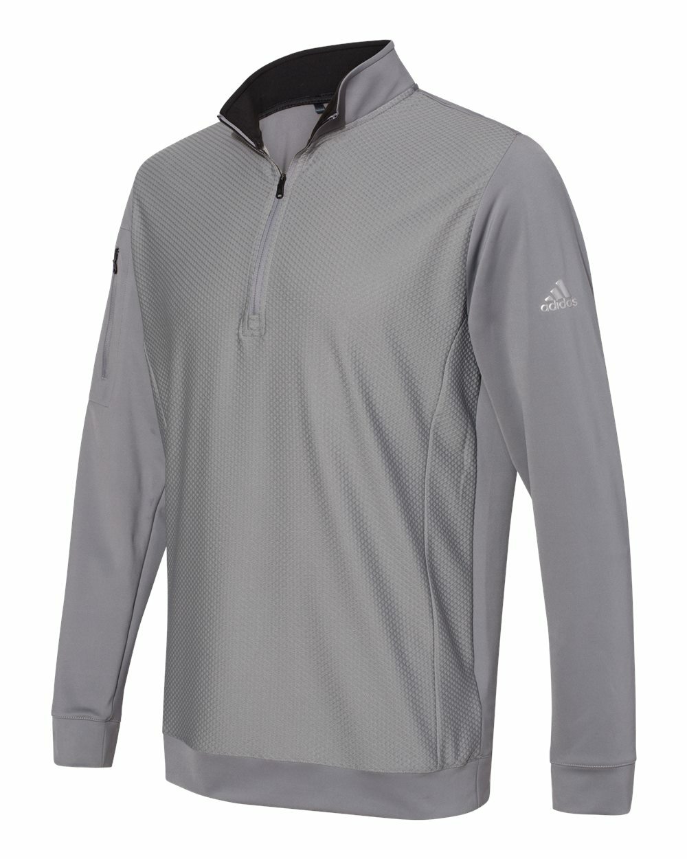 Adidas Golf Top UPF 50+ Logo Performance Textured 1/4 Zip Pocket Pullover Jacket