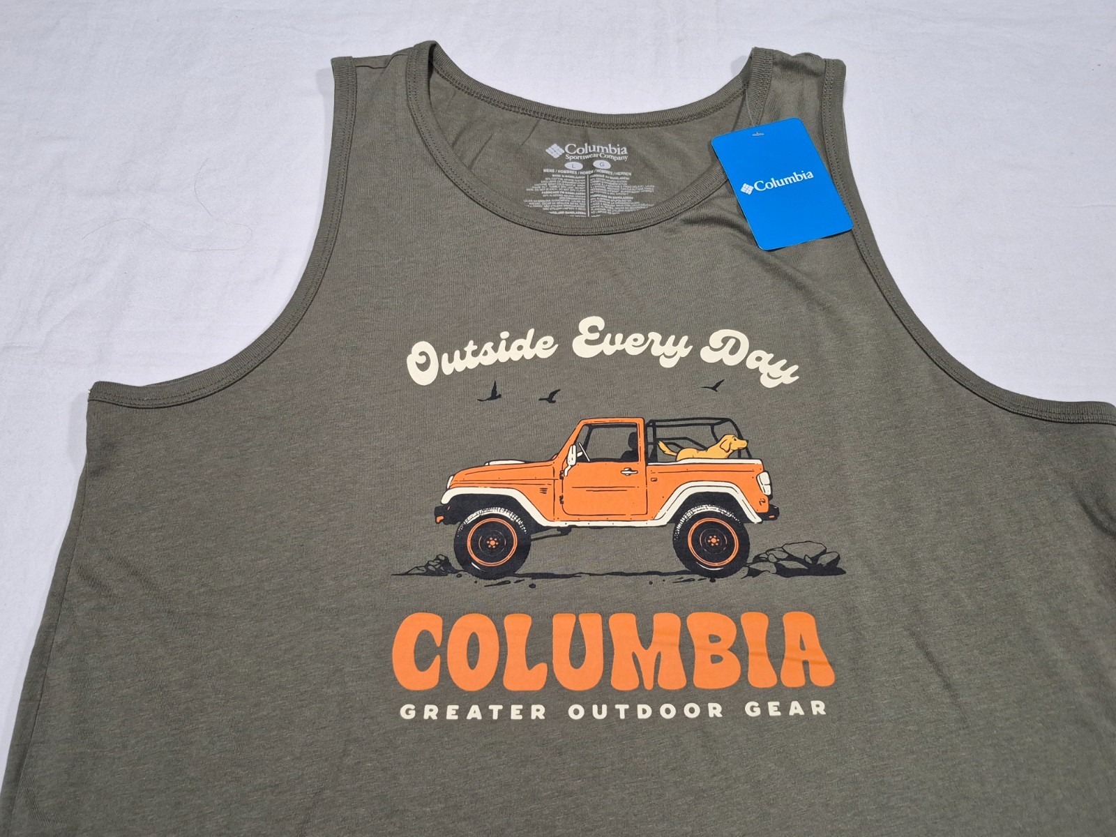 Columbia Men's Outdoor Graphic Tank Top Olive green Sleeveless Sports SZ Large gallery