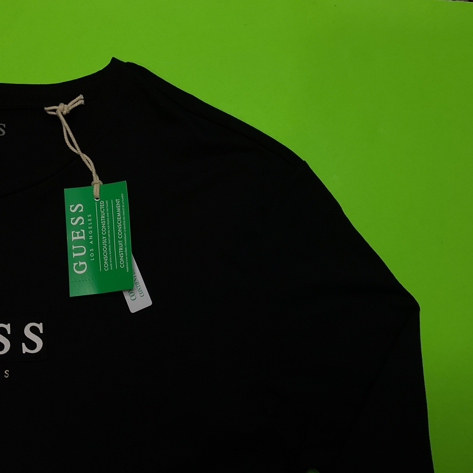 GUESS Los Angeles Men’s Long Sleeve T-Shirt SMALL Black w/White, Silver NEW gallery