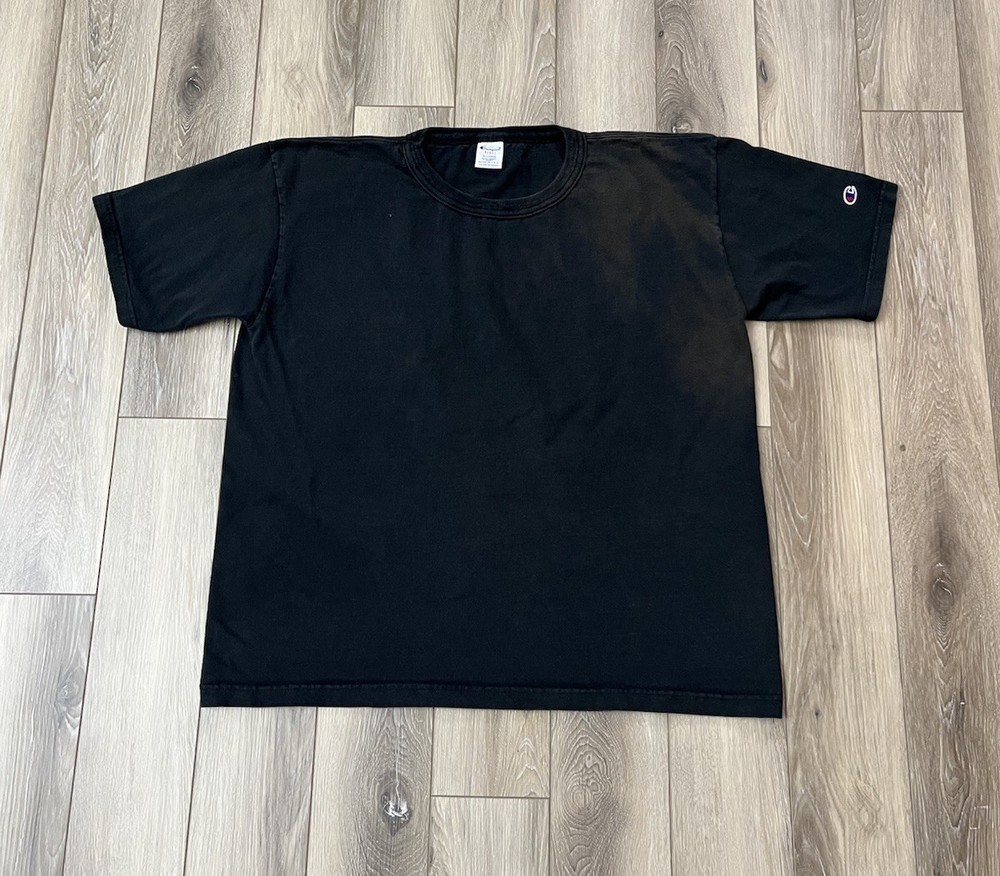 Champion Vintage Black Heavyweight Jersey Short Sleeve Tee Mens Sz XL