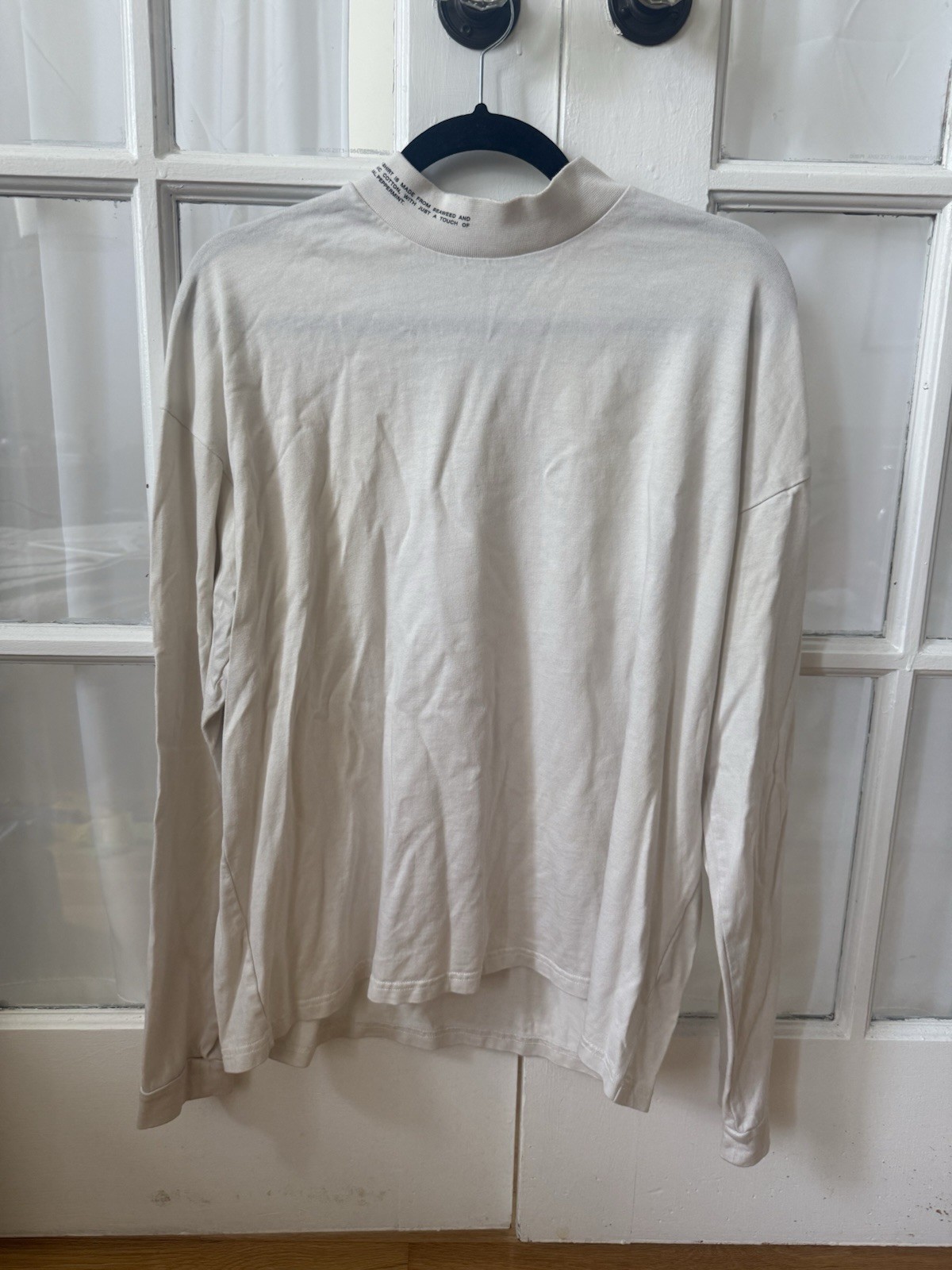 PANGAIA Men’s White Mock Neck Long Sleeve T-Shirt Organic Cotton Seacell gallery