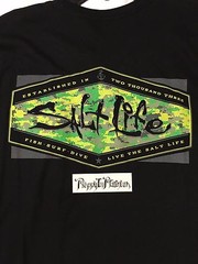 NEW SALT LIFE CAMO FIX BLACK GREEN FISH SURF BOAT DIVE BEACH SS T SHIRT L Last