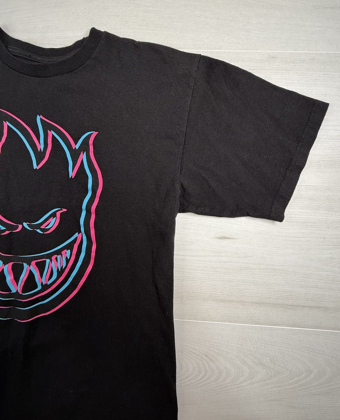 Spitfire Wheels Shirt Skateboard Skater Black Bighead Tee Flame Grunge Mens M gallery