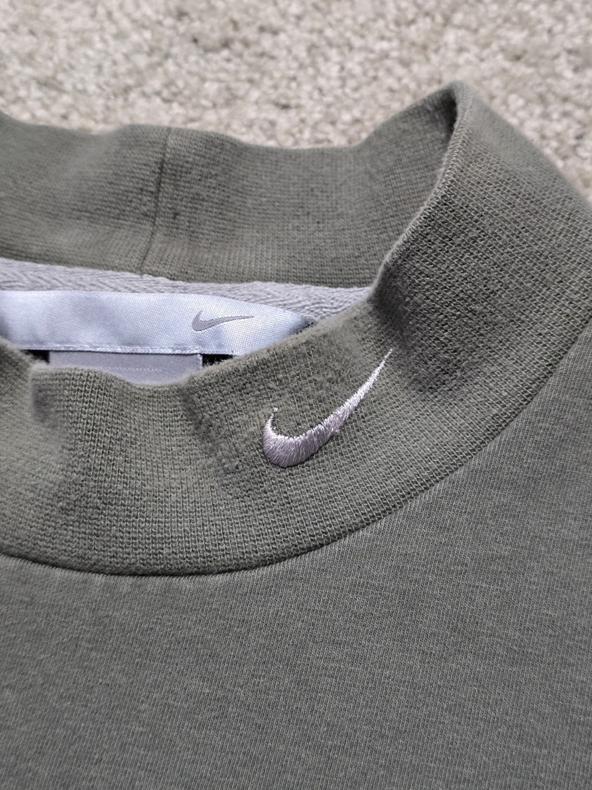 VTG Nike Mock Neck Shirt Men L Gray Long Sleeve Base Layer Swoosh Silver Tag Y2K gallery