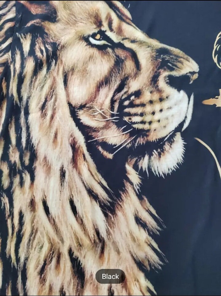Men's Trending Crew Neck Short Sleeve Black Animal Print T-Shirt Size Large New gallery