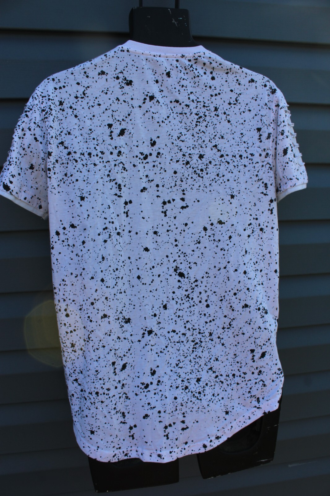 Carbon Short Sleeve Paint Splatter Distressed Shirt Shredded Zipper Size MEDIUM gallery