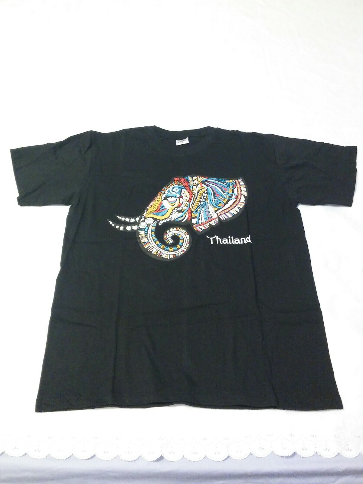 3D Elephant Print Thailand Black T Shirt Souvenir Size Large new gallery