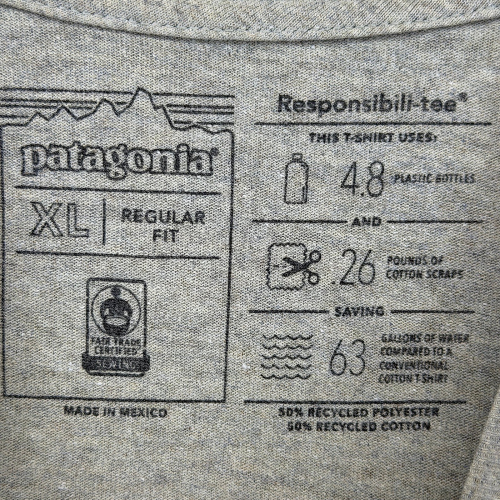 Patagonia Responsibili-tee Mens XL Gray Short Sleeve Graphic T-Shirt Live Simply gallery
