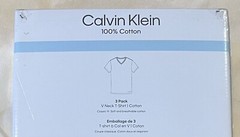 CALVIN KLEIN 3 PACK CLASSIC FIT Soft Breathable Cotton T-SHIRTS V Neck LARGE
